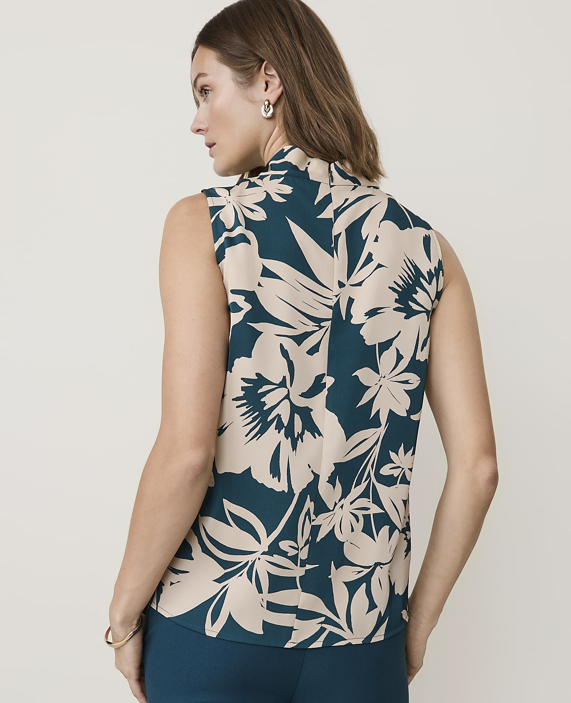 Petite Floral Draped Cowl Neck Top