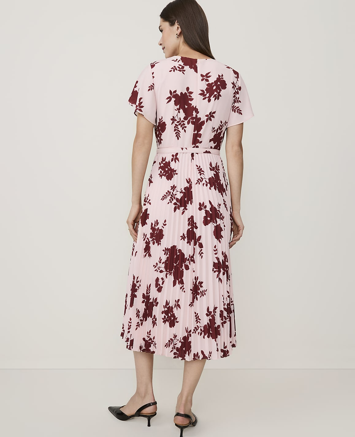 Petite Floral Pleated Flare Midi Dress