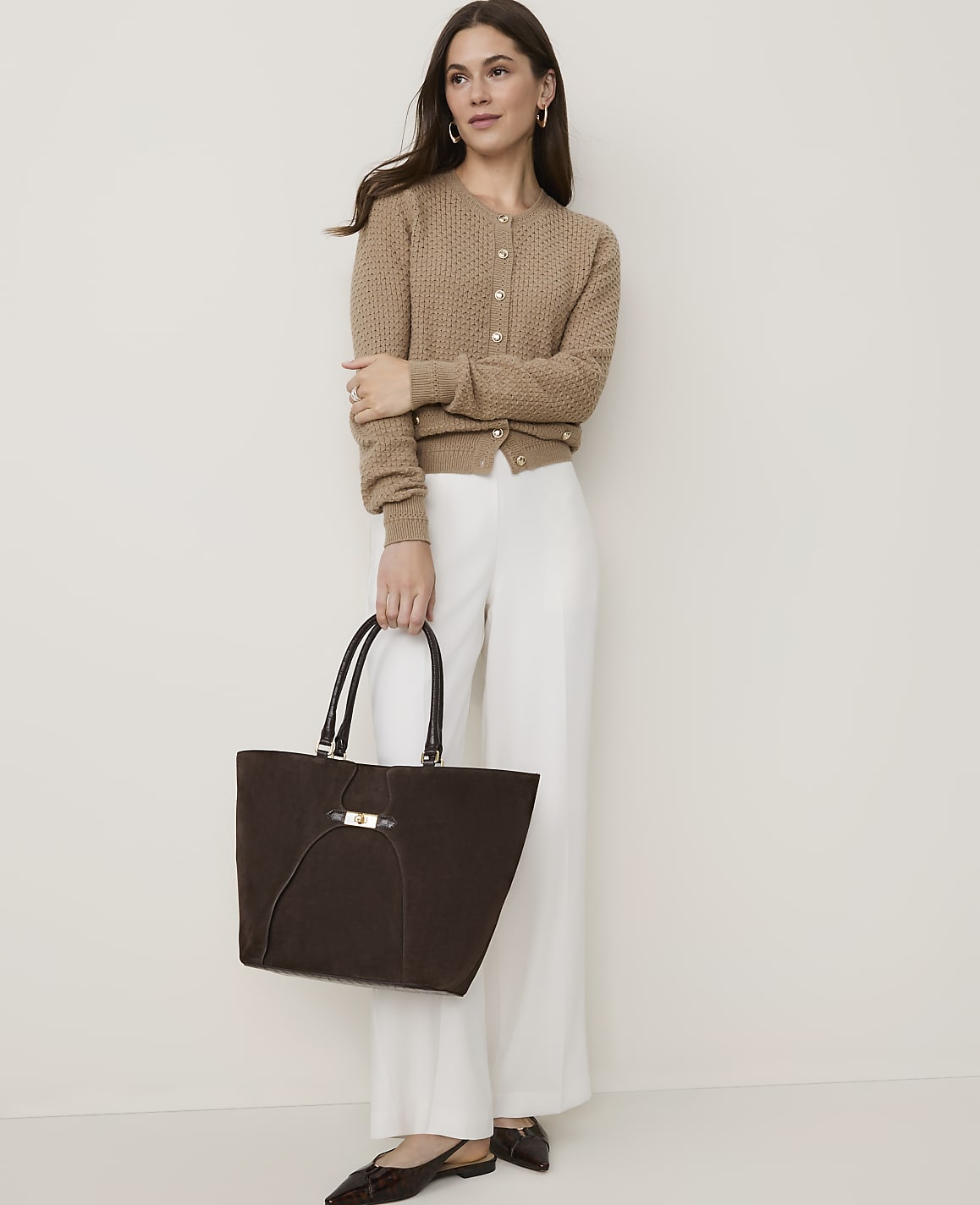 The Petite Side Zip Wide-Leg Pant in Fluid Crepe