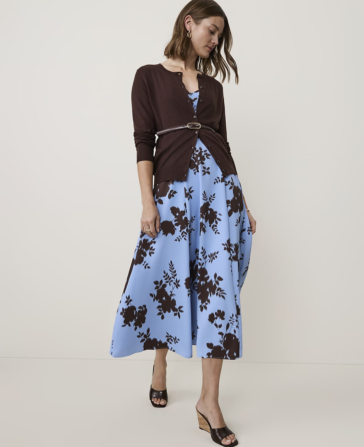 Petite Floral Corset Midi Dress