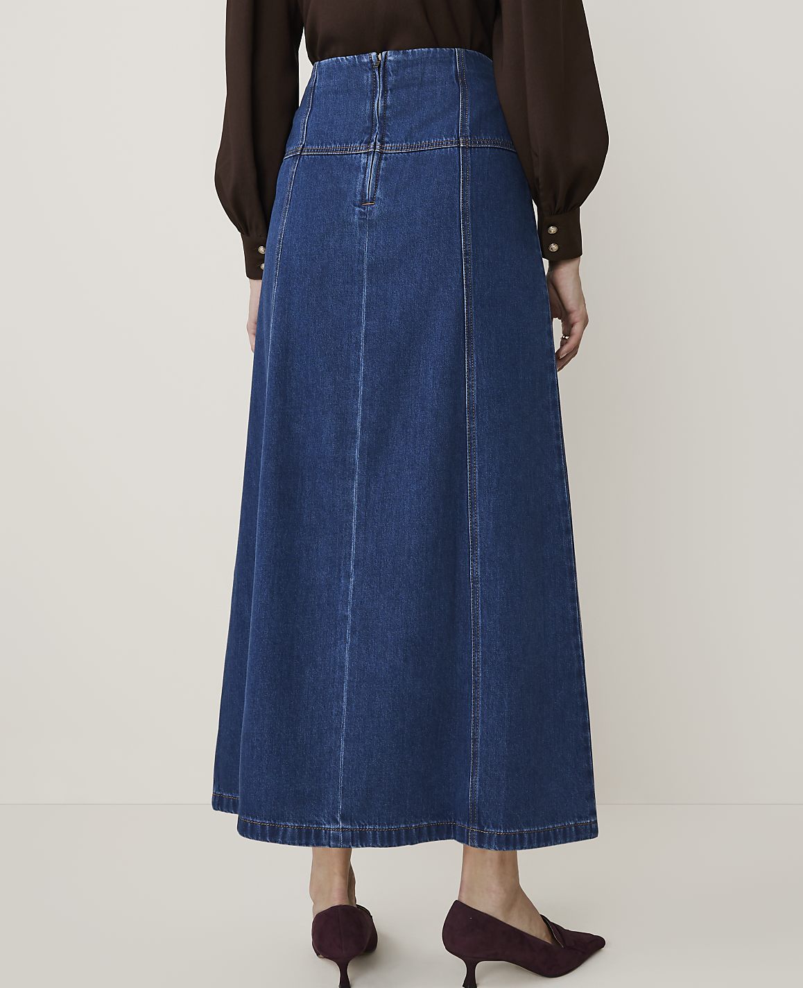 Petite Horsebit Full Denim Skirt