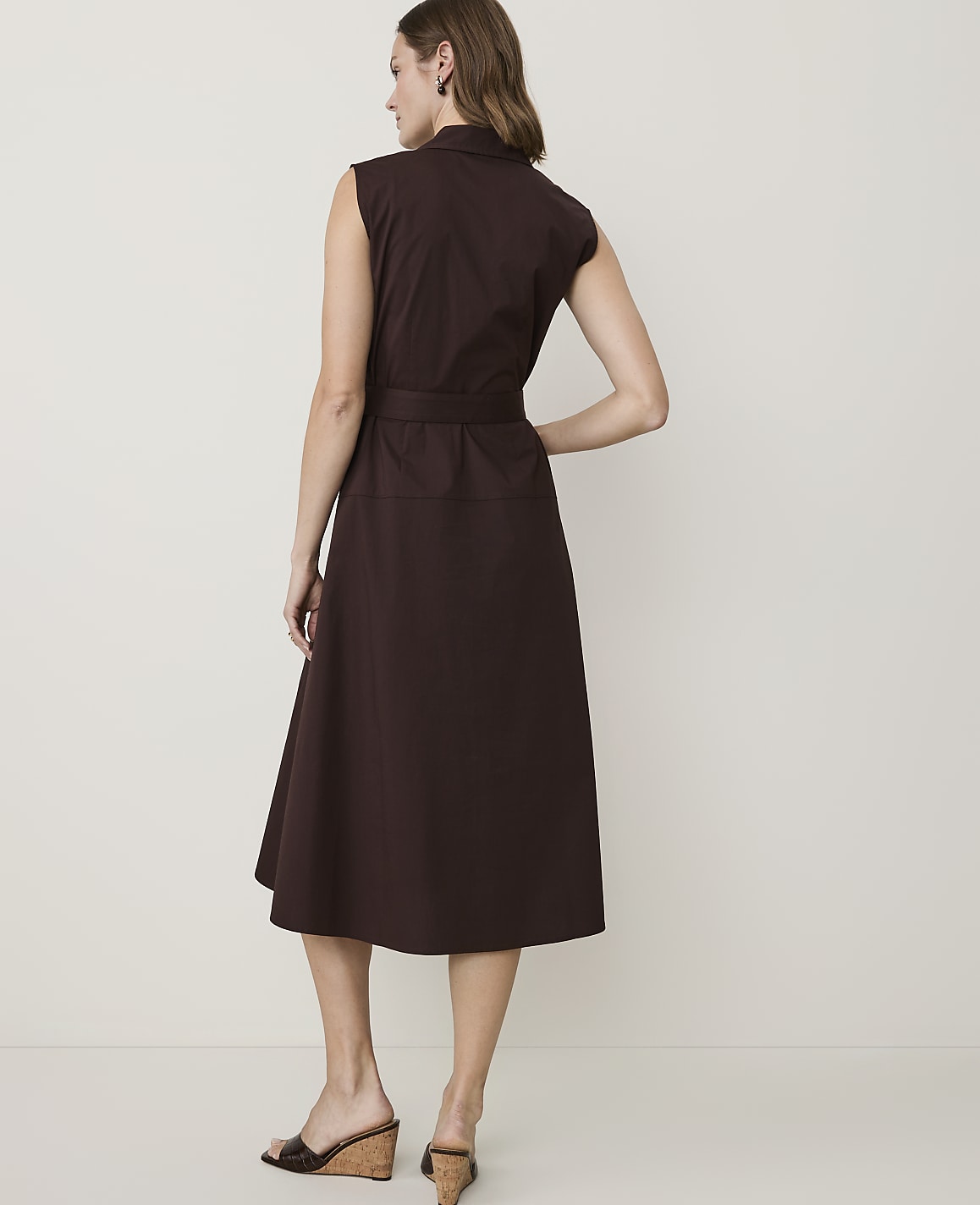 Petite Sleeveless Collared Midi Shirtdress