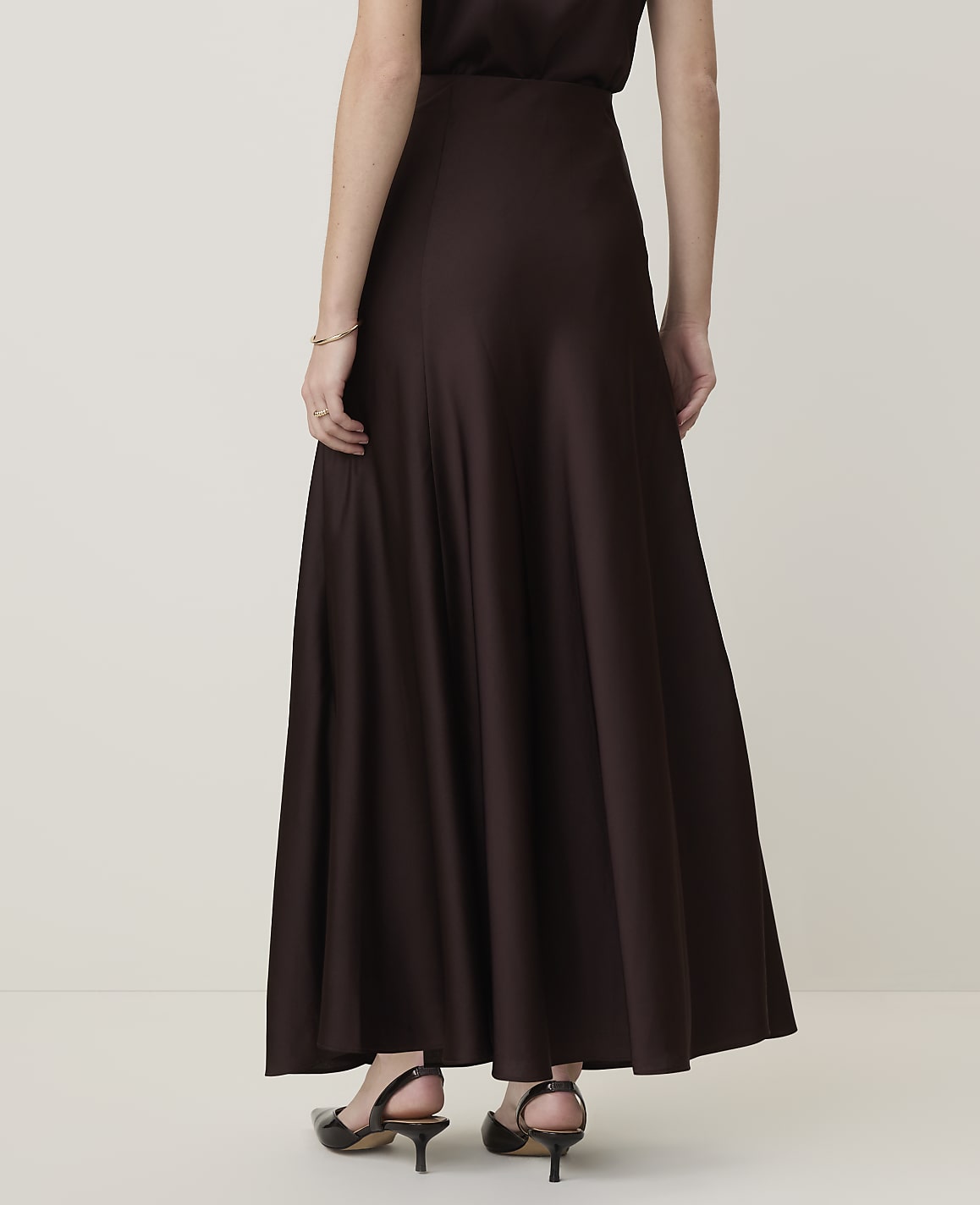 Petite Flare Maxi Skirt in Satin