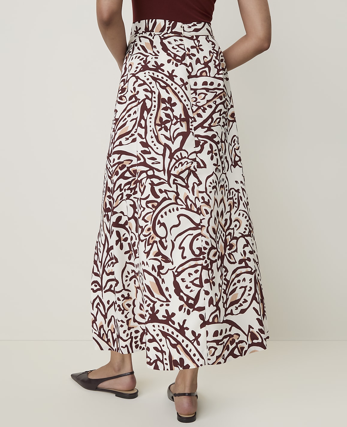 Petite Paisley Maxi Skirt in Satin