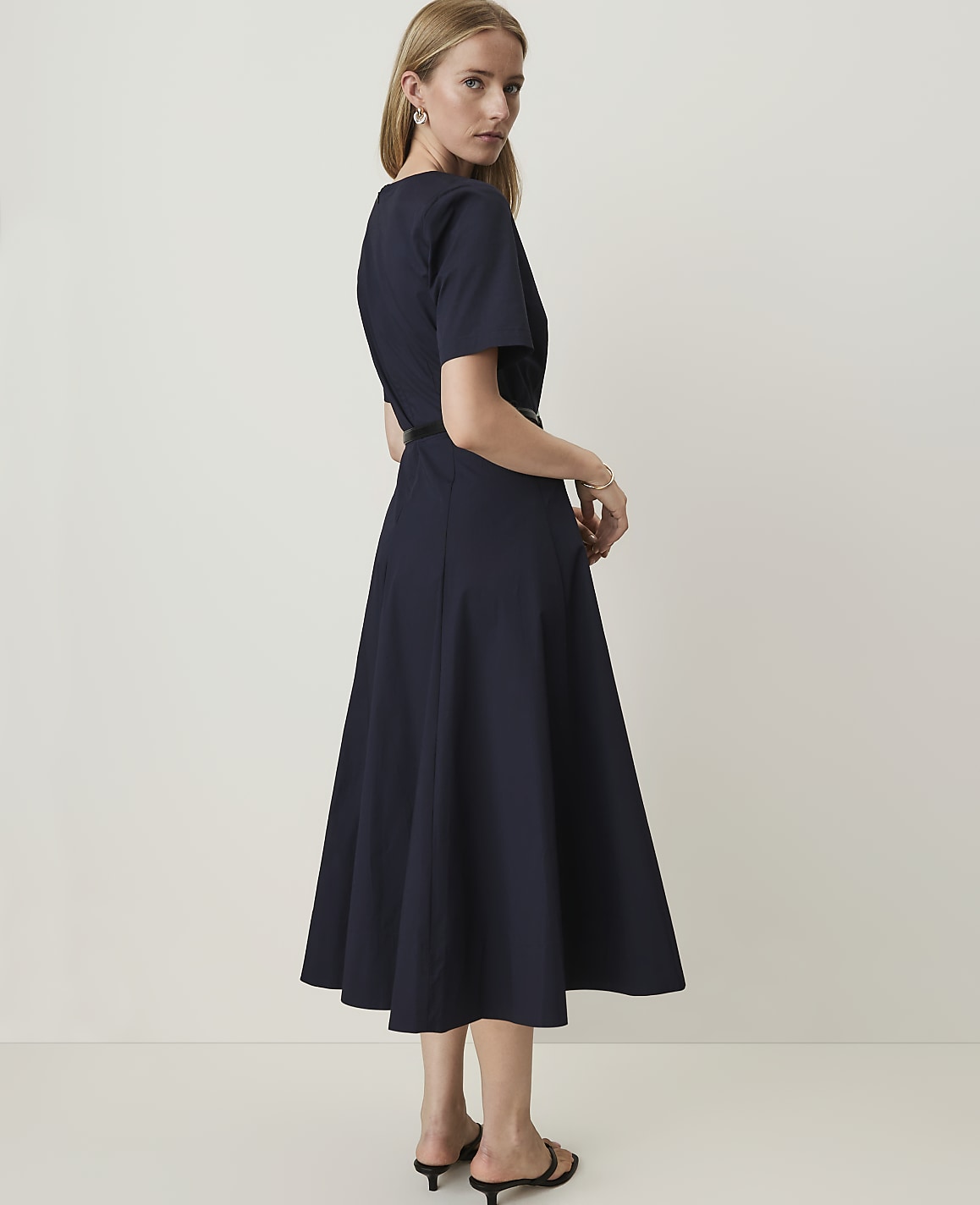 Petite Belted V-Neck Midi Dress
