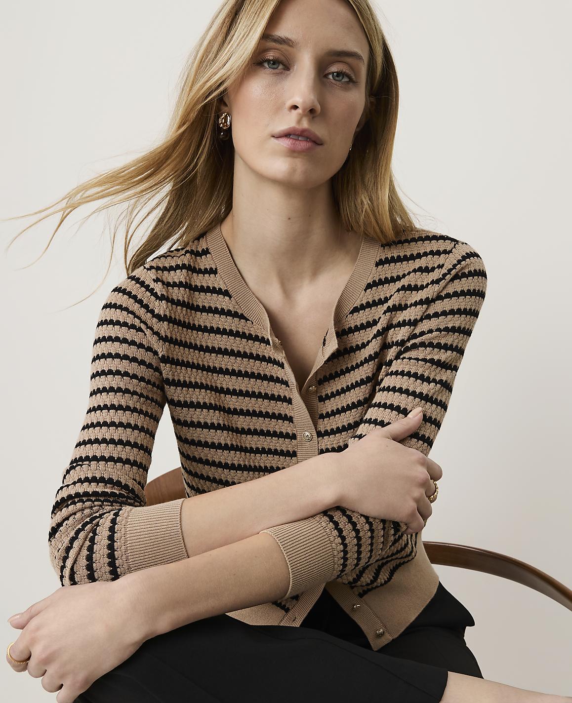 The Petite Striped Ann Cardigan