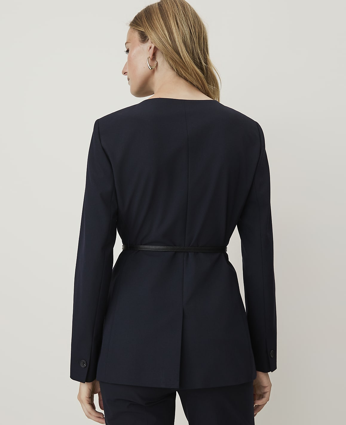 Petite Belted Split Hem Jacket