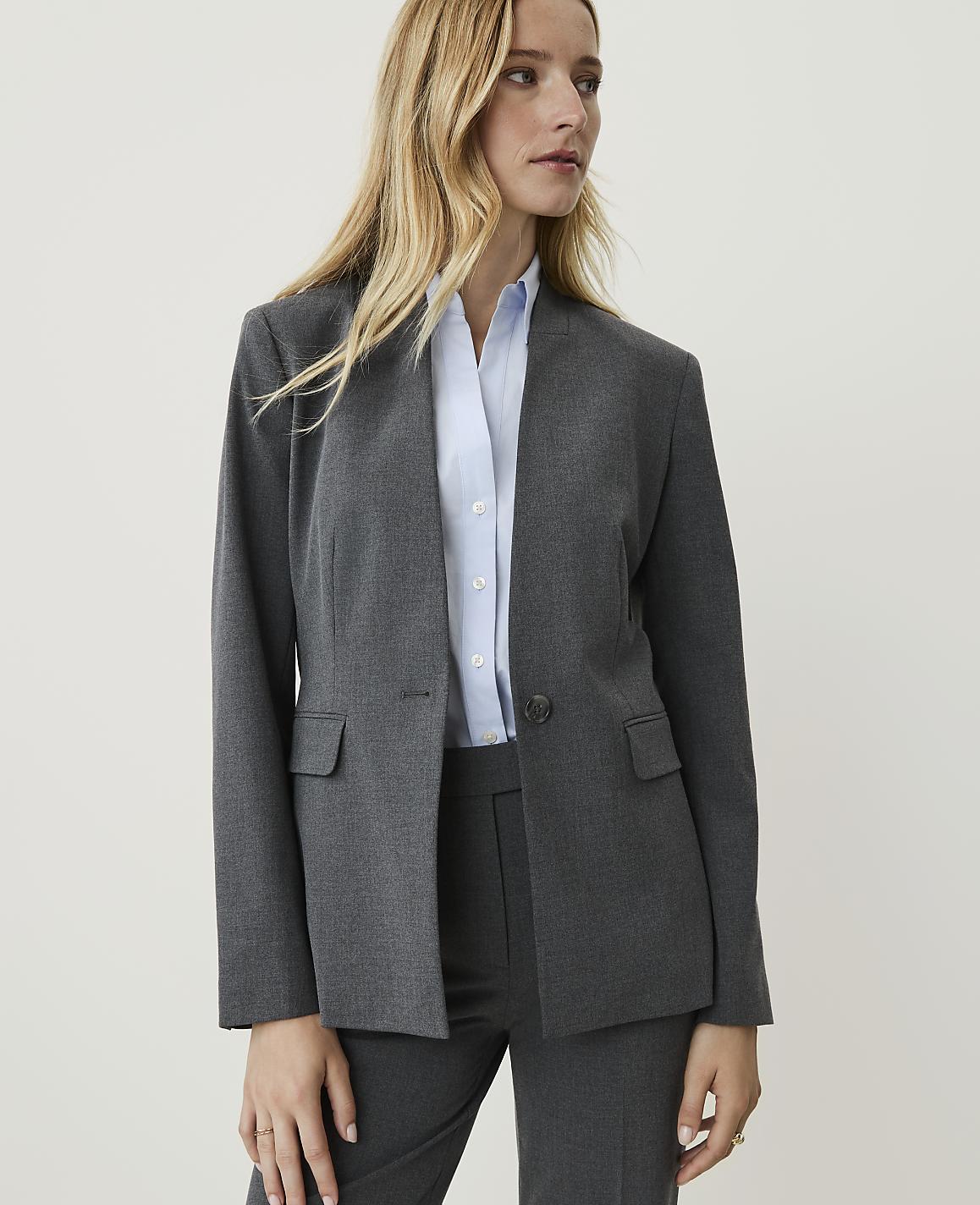 The Petite Collarless Blazer in Seasonless Stretch