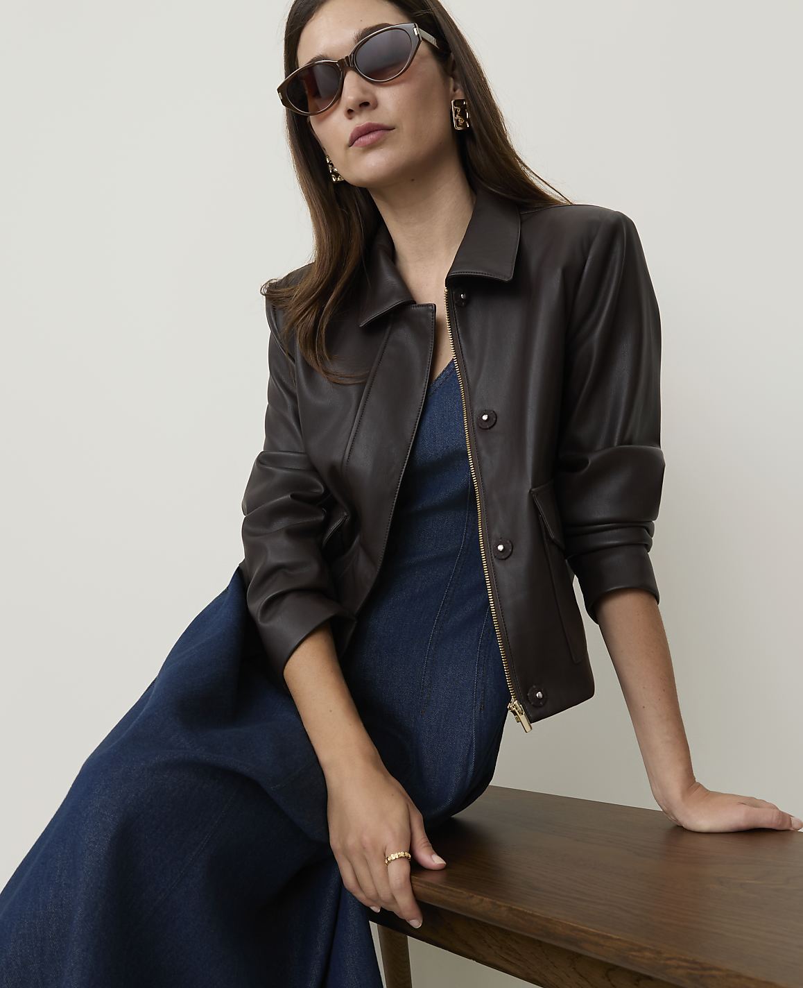 Petite Seamed Denim Flare Midi Dress