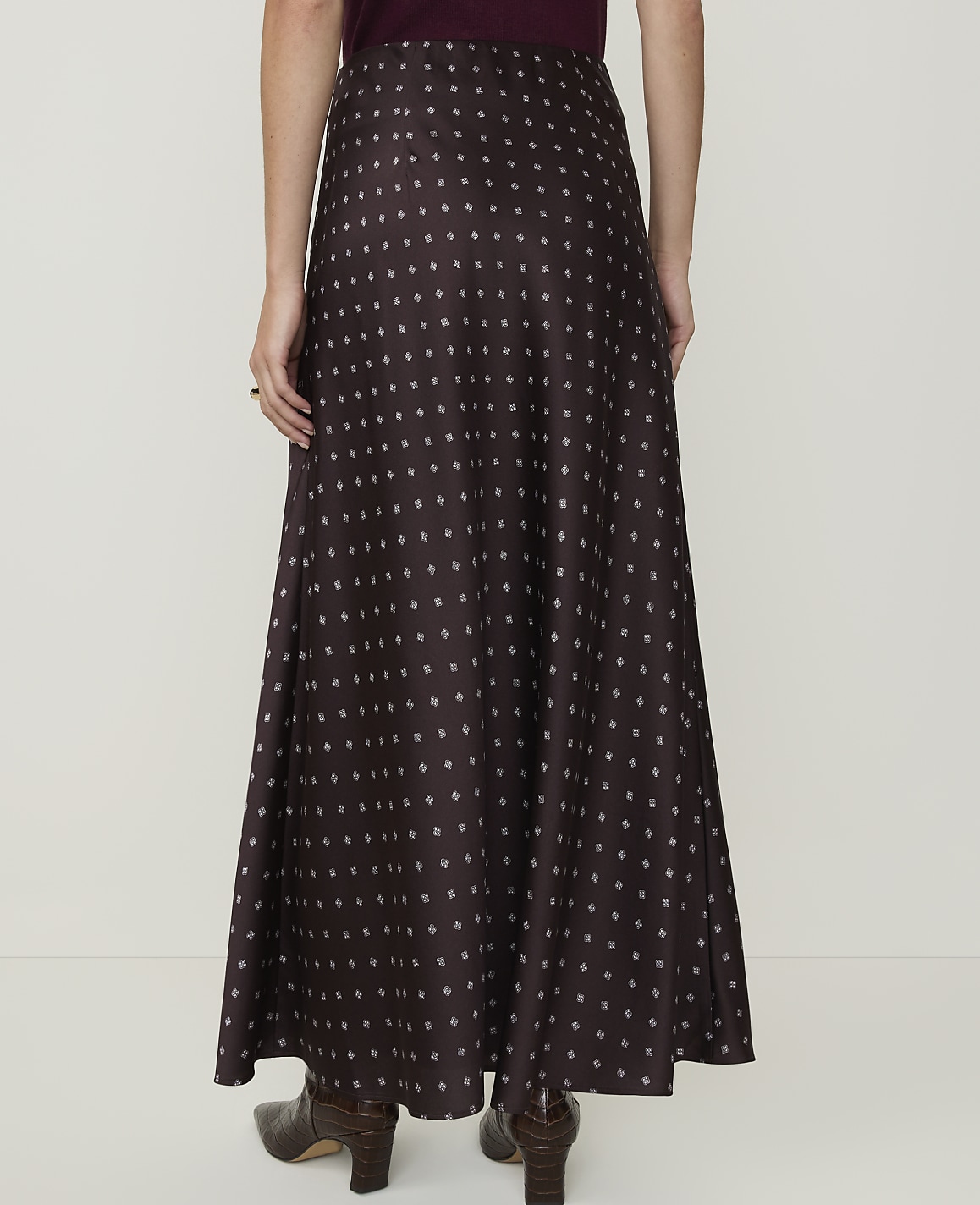 Petite Geo Print Maxi Skirt in Satin
