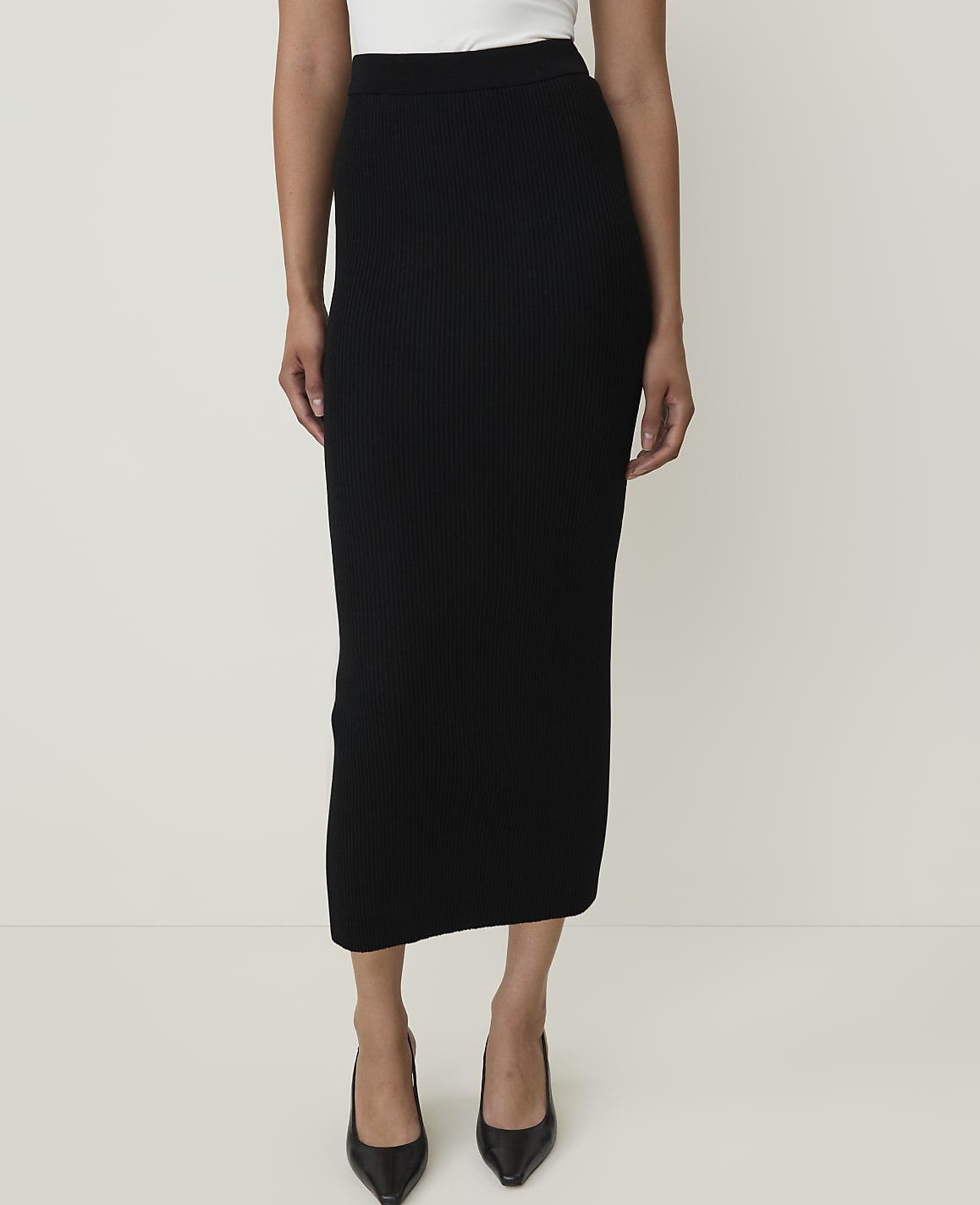 Petite Ribbed Midi Sweater Skirt