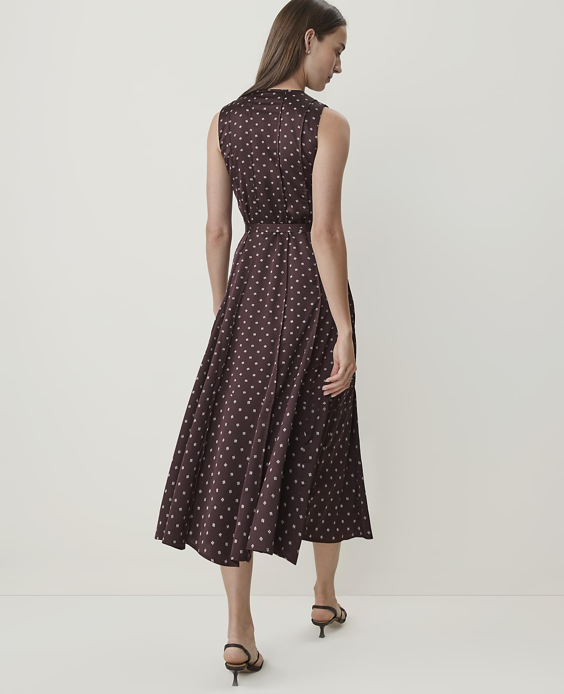 Petite Geo Print Flare Midi Dress