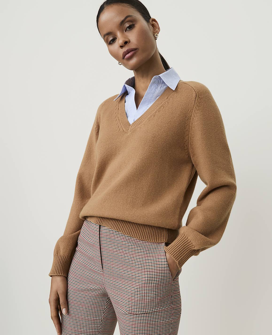 Petite Collared Mixed Media Sweater