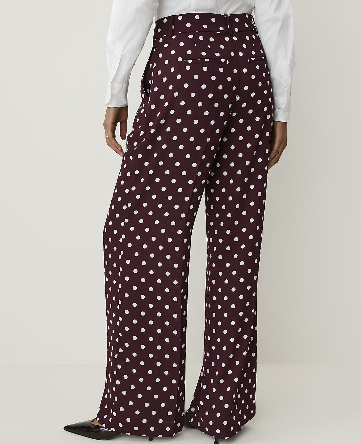 The Petite Polka Dot Pleated Wide-Leg Pant