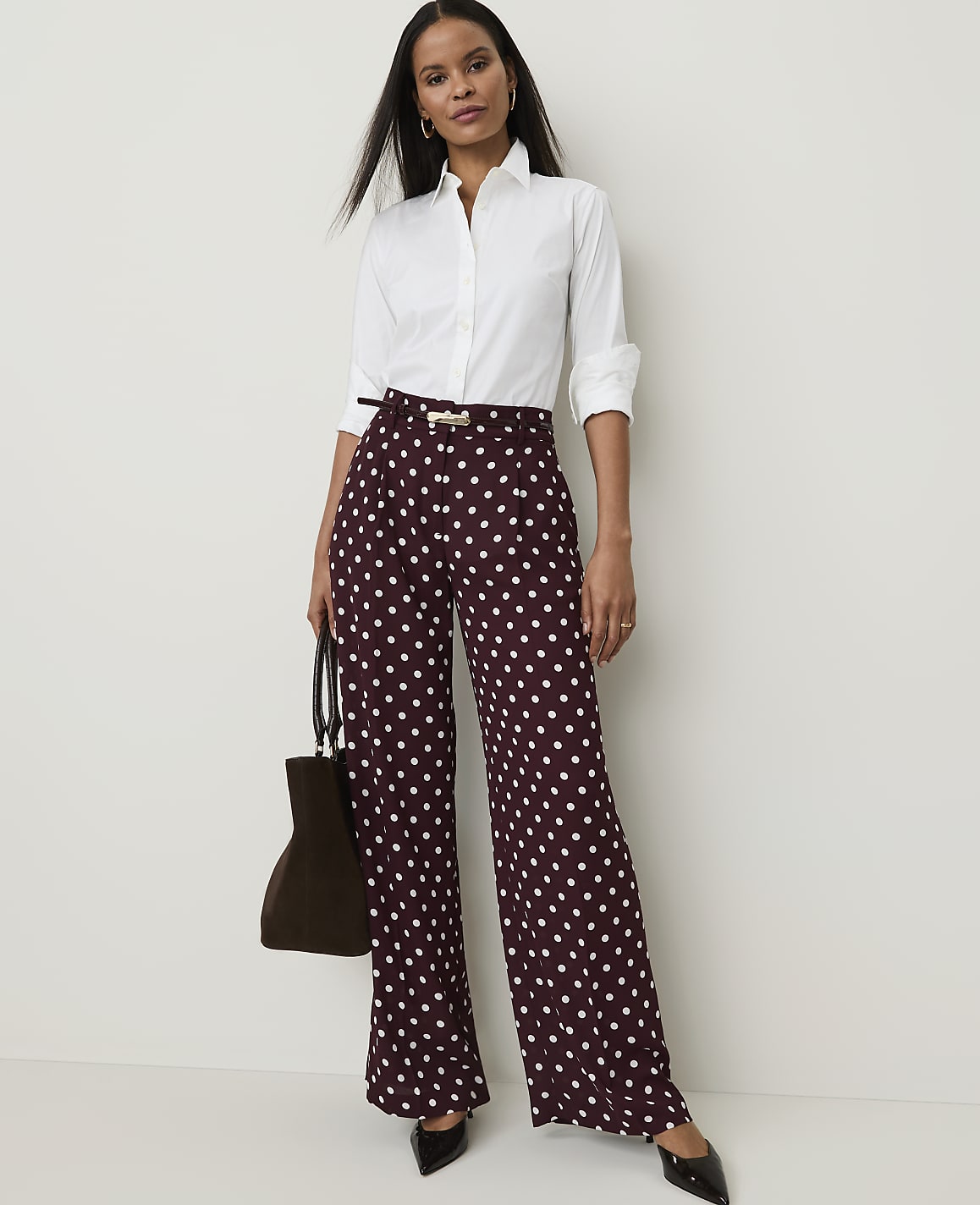 The Petite Polka Dot Pleated Wide-Leg Pant