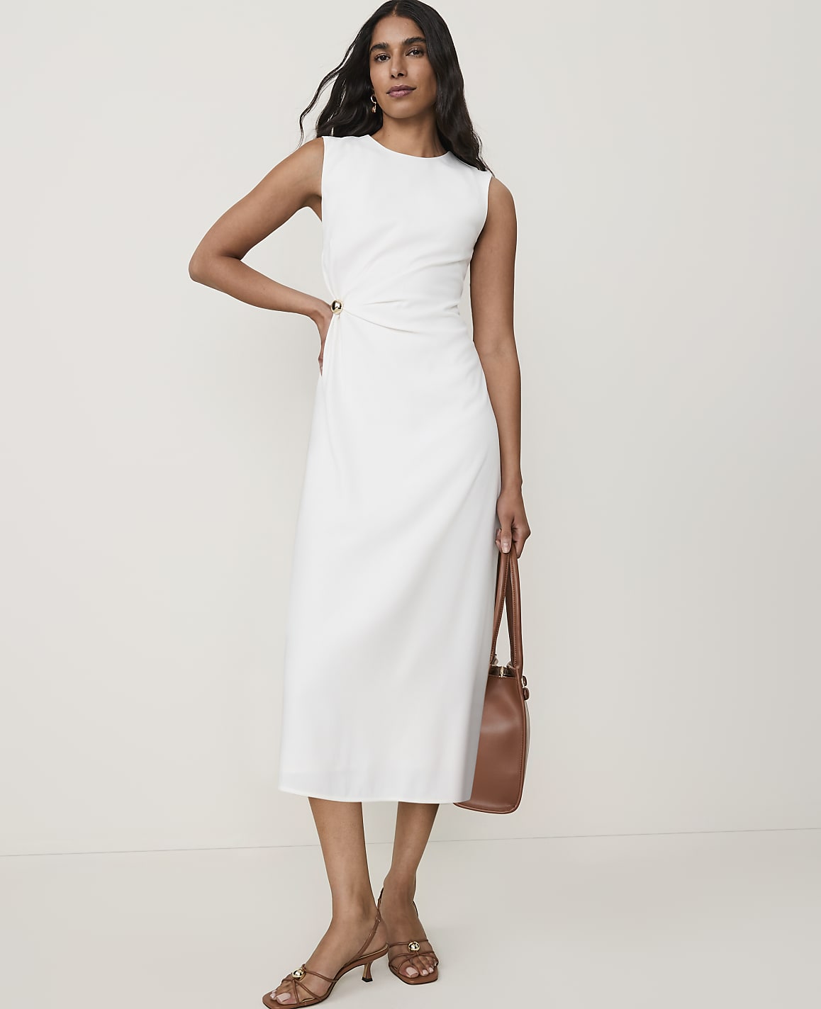 Petite Crew Neck Twist Sheath Dress