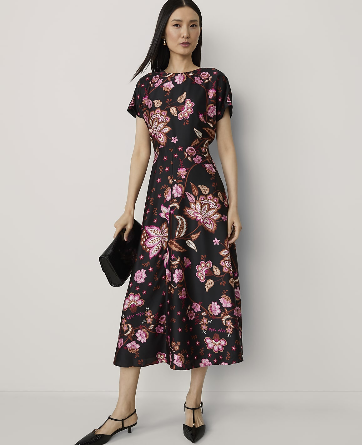 Floral Mock Neck Midi Dress