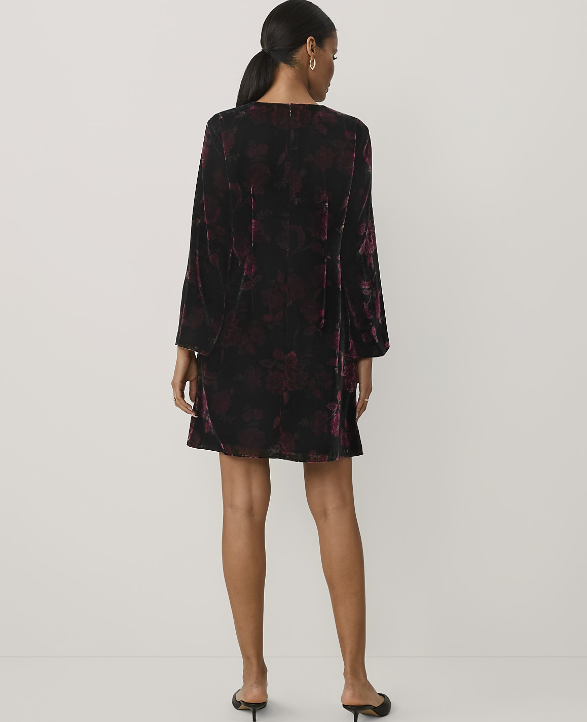 Floral Mini Shift Dress in Velvet
