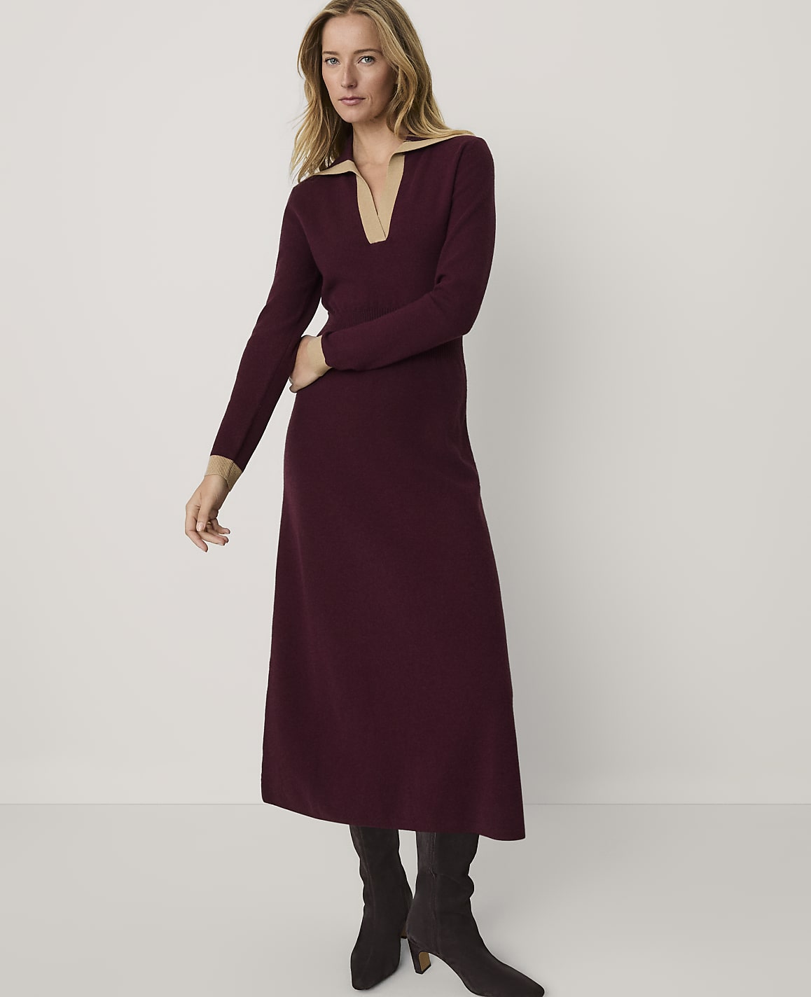 Weekend Contrast Trim Sweater Dress