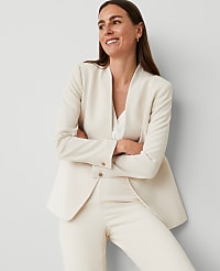 The Petite Long Collarless Blazer in Fluid Crepe carousel Product Image 1