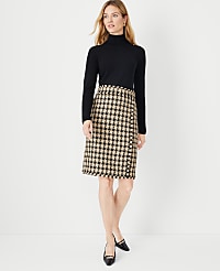 Petite Fringe Tweed Wrap Pencil Skirt carousel Product Image 3