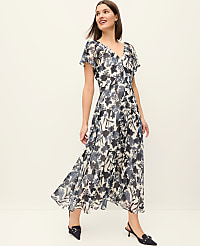 Floral Flutter Sleeve Midi Dress carousel Product Image 1