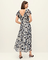 Floral Flutter Sleeve Midi Dress carousel Product Image 2