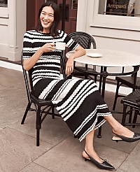 Striped Pointelle Sweater Tee carousel Product Image 3