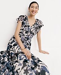 Floral Flutter Sleeve Midi Dress carousel Product Image 4