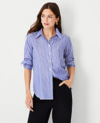 Petite Striped Relaxed Perfect Shirt carousel Product Image 2