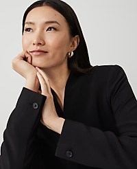 The Long Collarless Blazer in Fluid Crepe carousel Product Image 4