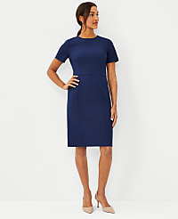 The Petite Short Sleeve Sheath Dress in Bi-Stretch carousel Product Image 1