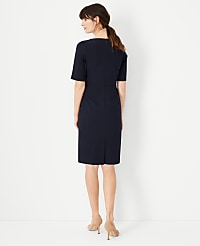 The Petite Elbow Sleeve Square Neck Dress in Seasonless Stretch carousel Product Image 2