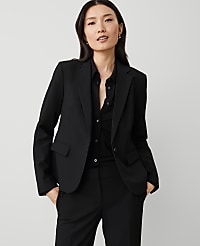 The Petite Notched Single Button Blazer in Seasonless Stretch carousel Product Image 1