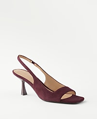 Suede Square Topline Slingback Sandals carousel Product Image 1