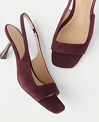 Suede Square Topline Slingback Sandals carousel Product Image 2