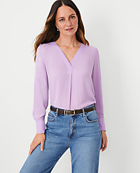 Mixed Media Pleat Front Top carousel Product Image 1
