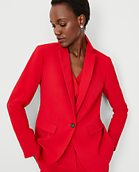 The Petite Long Fitted Notched One Button Blazer in Fluid Crepe carousel Product Image 4