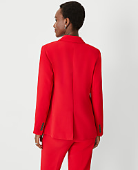 The Petite Long Fitted Notched One Button Blazer in Fluid Crepe carousel Product Image 3