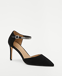 Crystal Ankle Strap Suede Pumps carousel Product Image 1