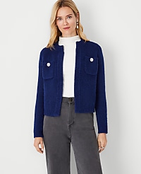 Jeweled Button Pocket Sweater Jacket carousel Product Image 3