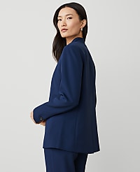 The Long Collarless Blazer in Fluid Crepe carousel Product Image 2