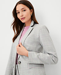 The Notched One Button Blazer in Plaid carousel Product Image 3
