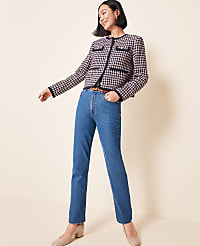 High Rise Straight Jeans in Vintage Mid Indigo Wash carousel Product Image 1
