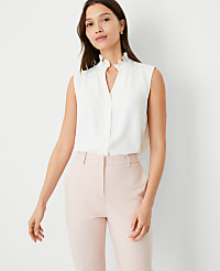 Ruffle Neck Button Top carousel Product Image 1