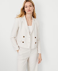 The Tall Cropped Double Breasted Blazer in Textured Stretch carousel Product Image 2