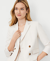 The Tall Cropped Double Breasted Blazer in Textured Stretch carousel Product Image 4