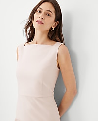 The High Square Neck Sheath Dress in Stretch Cotton carousel Product Image 3