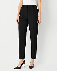 The High Rise Pleated Taper Pant in Seasonless Stretch carousel Product Image 1