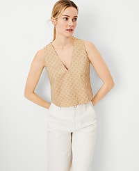 Checked V-Neck Tank Top carousel Product Image 1